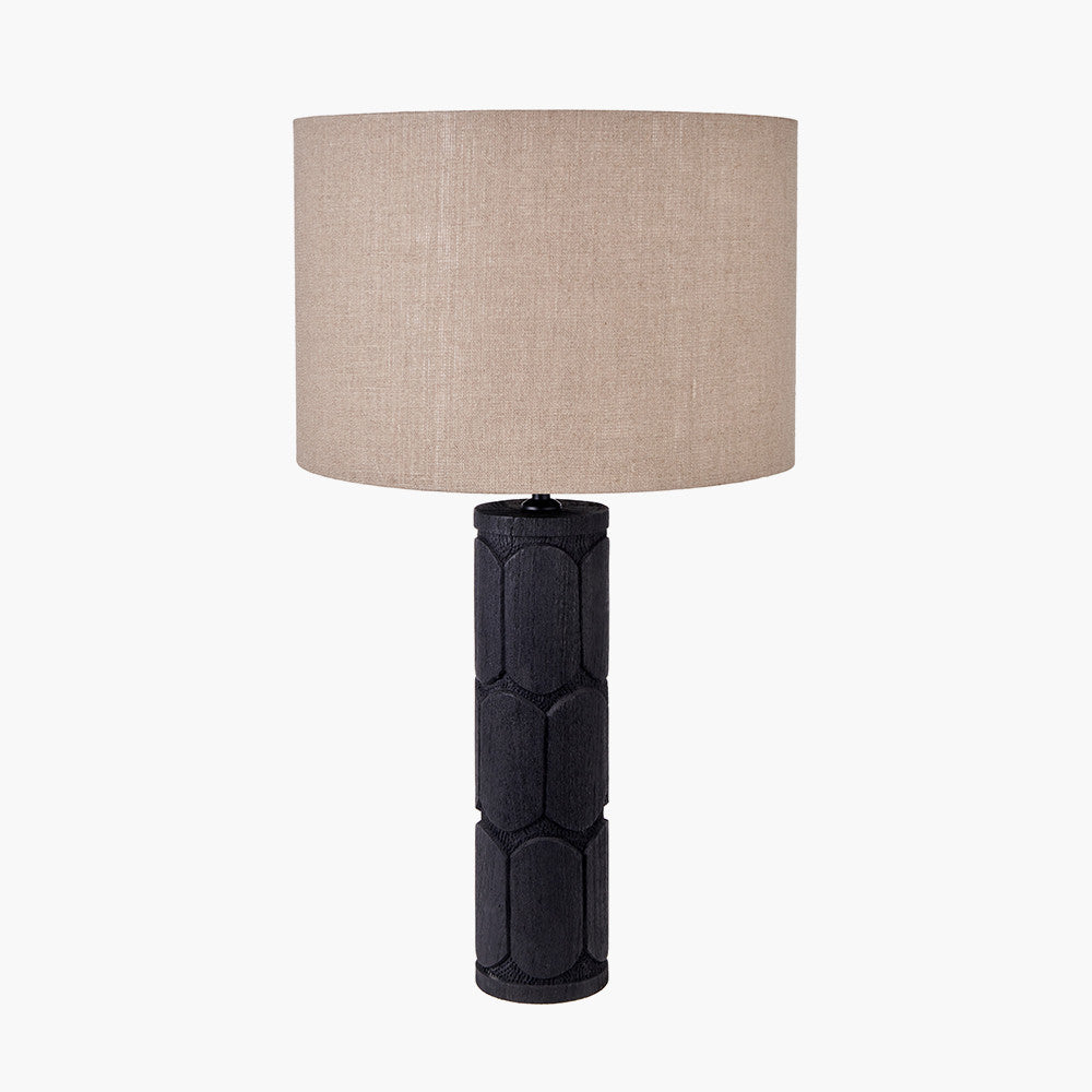 Aurelia Embossed Black Wood Tall Table Lamp - Base Only
